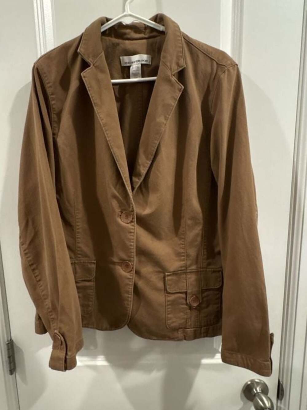 Jones New York Sport Brown Cotton Utility Blazer Jacket Size XL